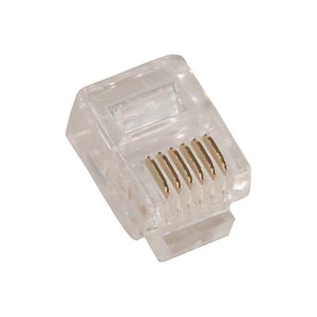 RJ12 (6P6C) Plug For Solid Round Wire, 100pk